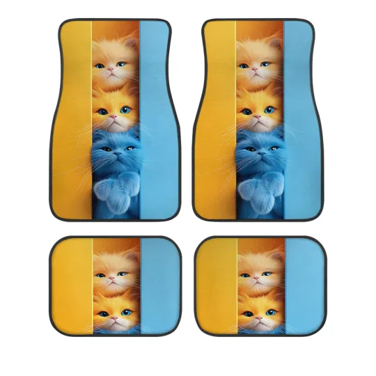 Discover Cute Cat Car Floor Mats, Cartoon Kitty Auto Accessories