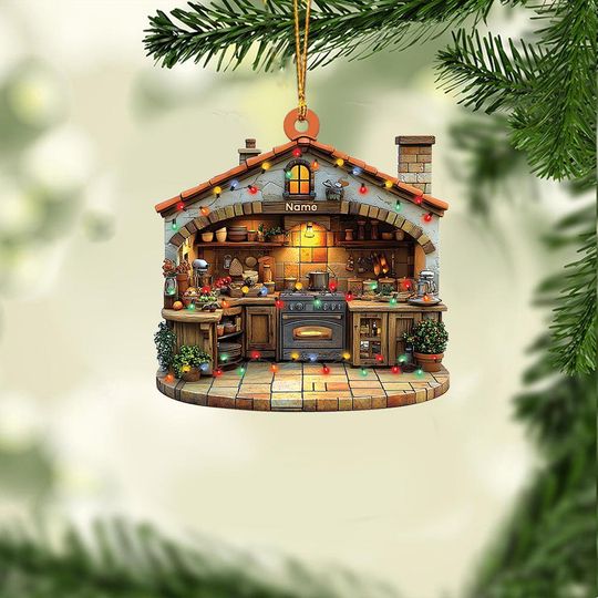 Discover Personalized Kitchen Ornament, Kitchen Christmas Ornament, Kitchen Hanging Ornament Decor, Cooking Ornament, Chef Ornament Gift TD-1120-KBAM