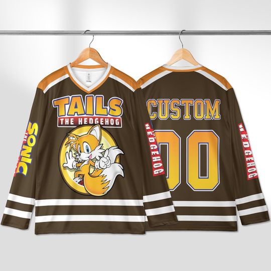 Discover Personalized Tails Hockey Jersey, Custom Sonic the Hedgehog Shirt, Gamer Outfit, Family Vacation Gift for Sonic Fans