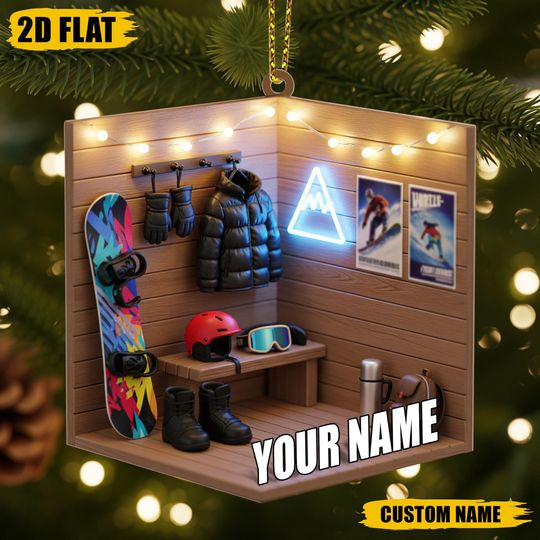 Personalized Snowboard Christmas Ornament, Gift For Snowboarder, Snowboarding Keepsake, Snowboarding Decor, Snowboarding 2D Flat Ornament