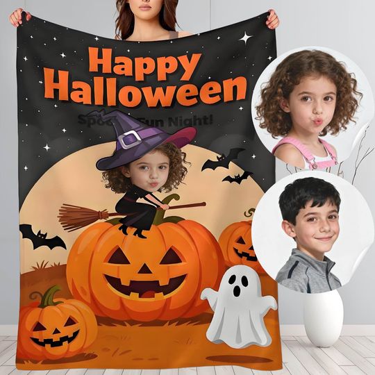 Discover Personalized Halloween Blanket: Custom Photo Ghost Blanket