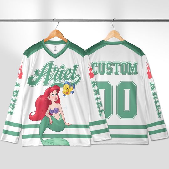 Discover Personalized Ariel Hockey Jersey, Custom The Little Mermaid Shirt, Disney Princess Hockey Outfit, Cute Ocean Themed Hockey Gift