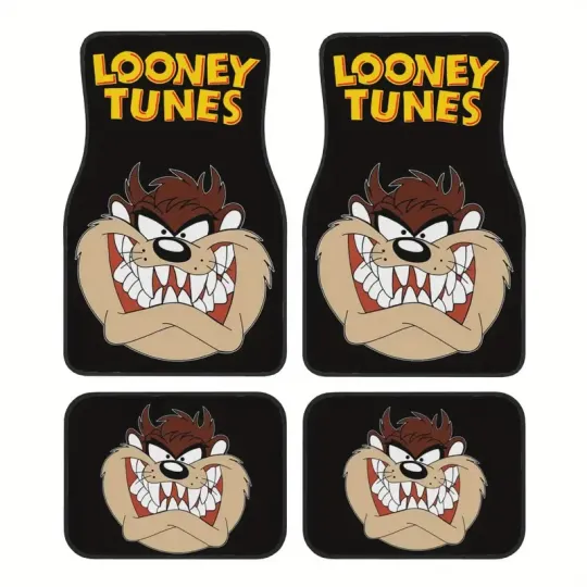 4pcs Warner Bros. Looney Tunes Tasmanian Devil Car Floor Mats - Heat-Resistant