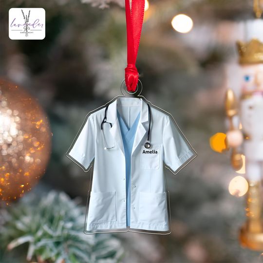 Discover Personalized Doctor Name Christmas Cutout Ornaments, 2D Acrylic Veterinarian Gift , Custom Doctor Scrubs Ornament,Christmas Gift For Doctors