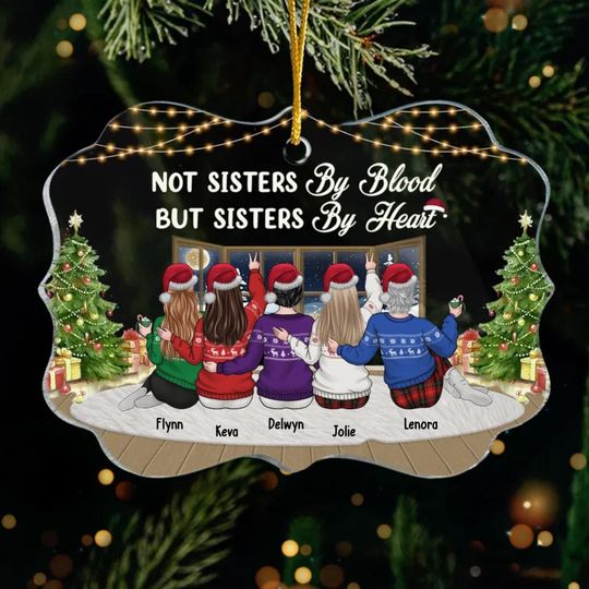 Sisters By Heart - Personalized Custom Benelux Shaped Acrylic Christmas Ornament - Gift For Bestie, Best Friend, Sister