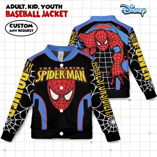 Discover The Amazing Spiderman Jacket, Kids Varsity Jacket, Spiderman Baseball Jacket, Birthday Gift, Spidey Shirt, Superhero Jacket, Avenger Lover