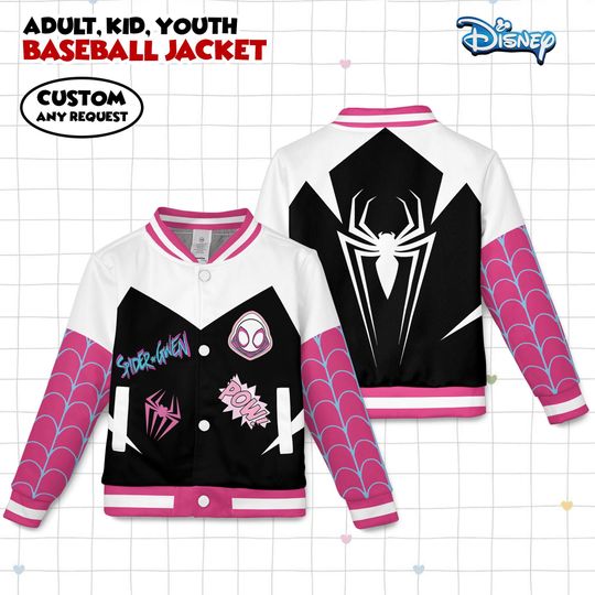 Spider-Man Miles Morales Kids and Youth Baseball Jacket, Aldult Unisex Varsity Baseball Jacket