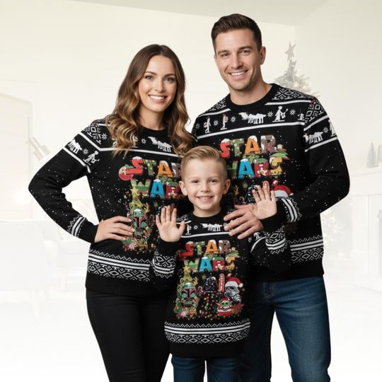 Star Wars Christmas Ugly Sweater, Darth Vader Holiday Sweatshirt, Cool Sci-Fi Winter Pullover For Fans, Stormtrooper Christmas Gift