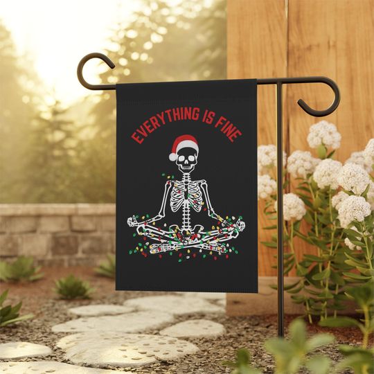Discover Christmas skeleton garden flag, Everything is fine, Funny Christmas flag, Skeleton Christmas yard flag, Home and Garden flag, Cute Gag Gift,
