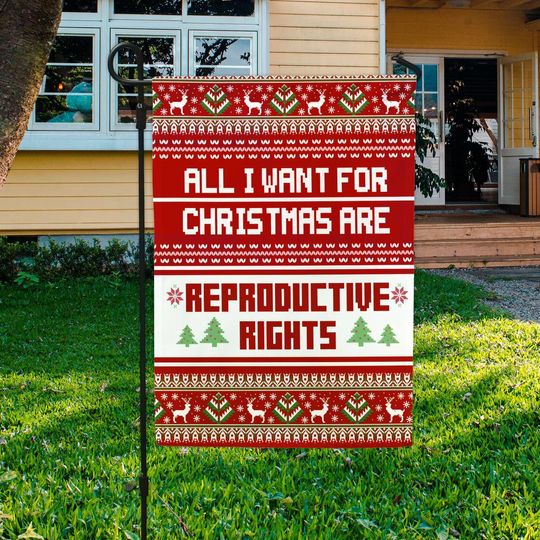 Discover Reproductive Rights Christmas Flag, Double Sided Ugly Sweater Garden Flag, Women's Rights House Flag, Feminist Political Holiday Decor
