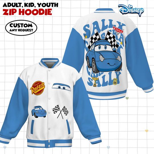 Discover Sally Carrera Disney Pixar Car Kids and Youth Baseball Jacket, Aldult Unisex Varsity Baseball Jacket, Lightning Mcqueen Baseball Jacket