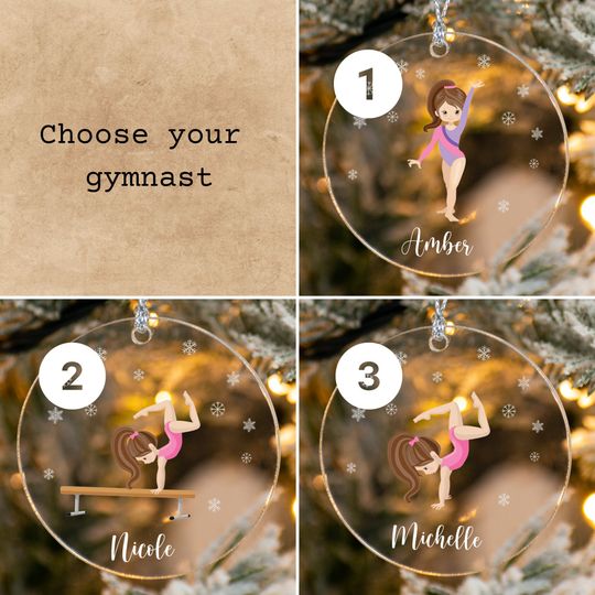 Discover Personalized Photo Ornament Gymnasts Gymnastics Picture "as listed" & Text Xmas Keepsake 3.5"Acrylic Holiday Christmas Tree Decorations Gift