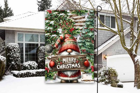 Discover Merry Christmas Garden Flag Sublimation Design, PNG, Christmas Gnome 12x18 Garden Flag, Digital Download, Merry Christmas Gnome Garden Flag