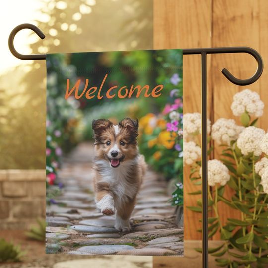 Discover Shetland Sheepdog Puppy Summer Garden & House Banner, 12x18 in, Sheltie Lover Gift, Sheltie Garden Flag, Sheltie Garden Flag Gift