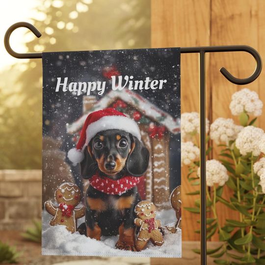 Discover Dachshund Winter Holiday Garden Flag, Doxie Christmas Garden Flag, Doxie Lover Gift, Doxie Lover Banner, Dog Sitter Gift, Dog Walker Gift