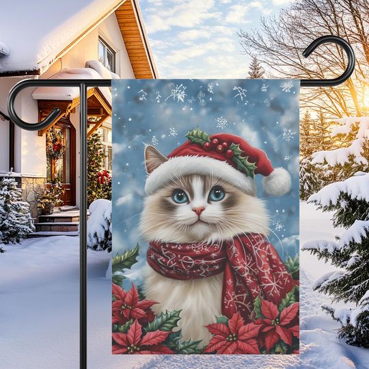 Discover Ragdoll Christmas Garden Flag, Ragdoll Winter Garden Flag Gift, Cute Christmas Gift, Ragdoll Banner, Cute Cat Gift, Cat Sitter Gift