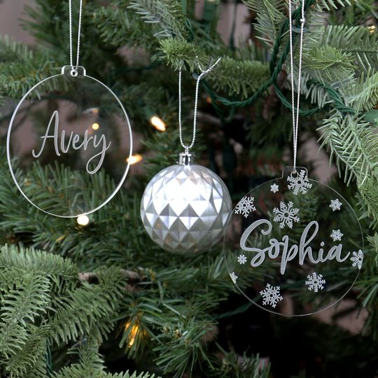 Discover Personalised Christmas Tree Ornament - Clear Acrylic UV Printed Christmas ornaments | Custom Christmas Bauble | Christmas Tree Gift
