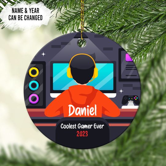 Discover Personalized Gamer Christmas Ornament: Acrylic Video Game Gift
