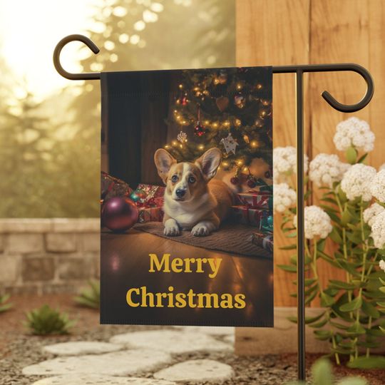 Discover Corgi Puppy Christmas Garden & House Banner, Corgi Garden Flag, Corgi Lover Gift, Corgi Owner Gift