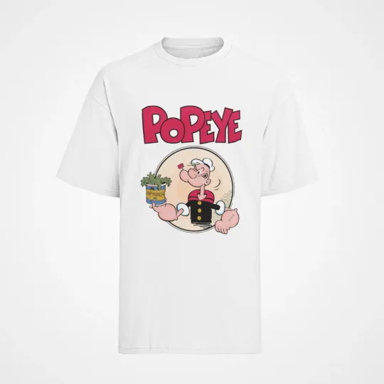 Retro Popeye Spinach Cartoon T-Shirt Men