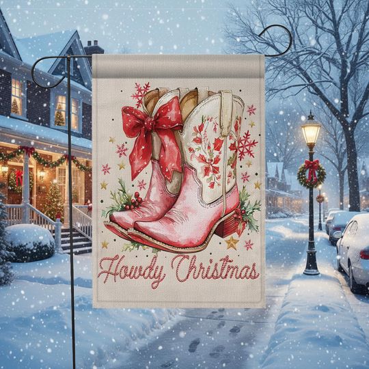 Discover Howdy Christmas Flag, Western Cowboy Boot Holiday Garden Flag, Country Christmas Yard Decor, Farmhouse Winter Outdoor Decoration