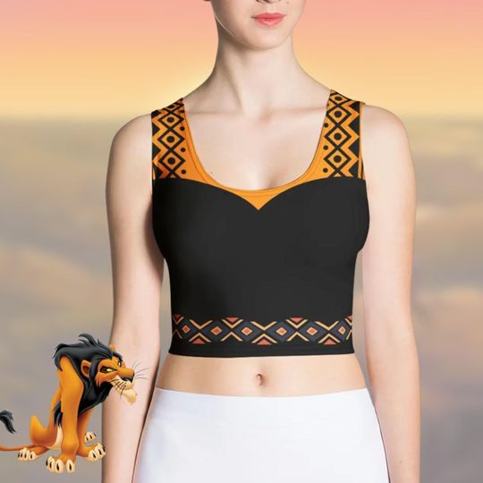 Discover Womens Crop Top Lion King shirt Scar cosplay african print activewear run Disney Animal Kingdom shirt