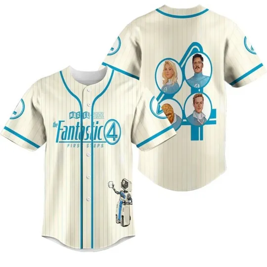 The Fantastic Four First Steps Baseball Jersey, Avengers Superhero Studio Jersey