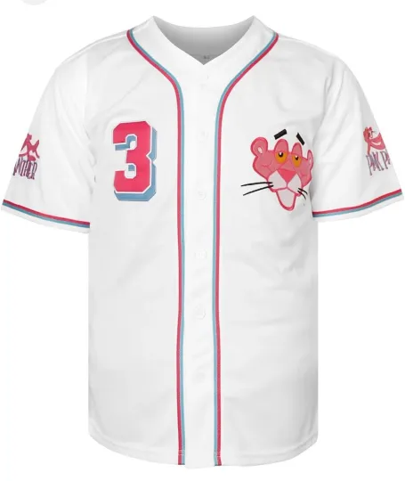 Pink Panther 3 White Men's Baseball Jersey
