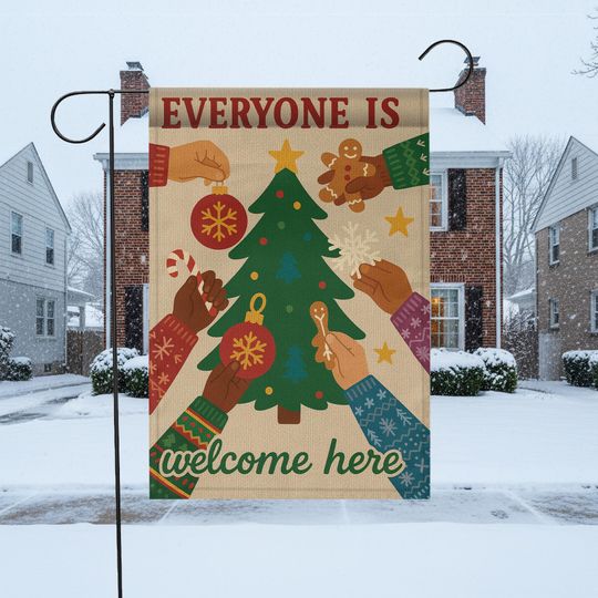 Discover Inclusive Christmas Garden Flag  Everyone Is Welcome Holiday Outdoor Yard Decor