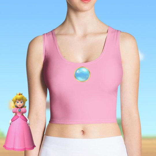 Princess Peach 3D Crop Tank Top, Mario Costume Activewear