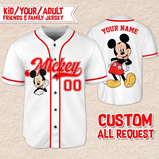 Discover Personalized Custom Disney Mickey Baseball Jersey Team Disneyland, Personalized Collection Jersey, Disney Jersey, Gift for Kids