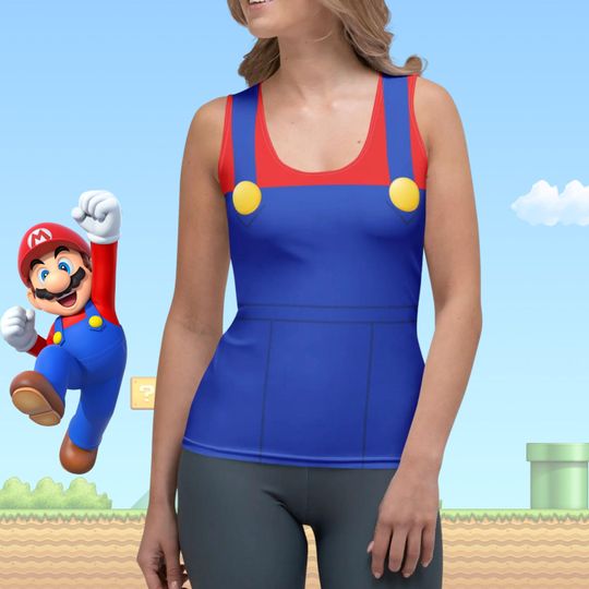 Discover Mario tank top shirt womens activewear running yoga plumber cosplay costume