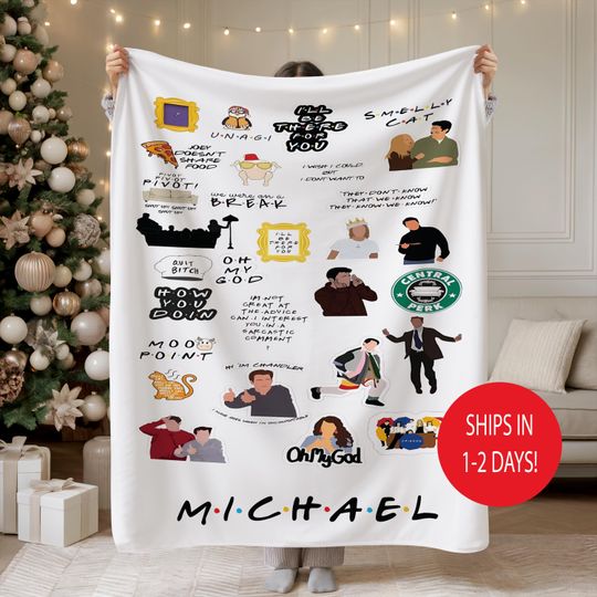 Discover Custom Friends Movie Cozy Blanket, Personalized Name Blanket, Friends Characters Throw, Birthday, Christmas, Thanksgiving Besties Gift