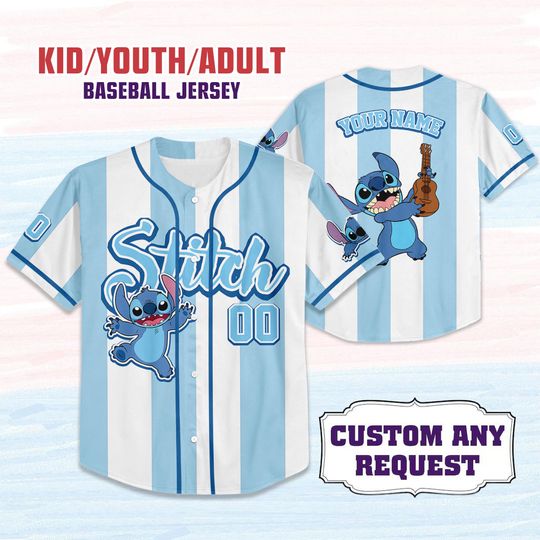 Discover Custom Disney Lilo and Stitch Stitch Baseball Jersey, Gift for Kids, Disney Birthday Gift, Gift For Baseball Fans, Disneyland Trip