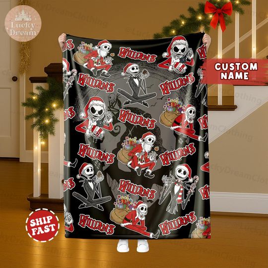Personalized Baby Blanket, The Nightmare Before Christmas Blanket, Christmas Gift For Boys And Girls Blanket, Baby Blanket Disney Home Decor