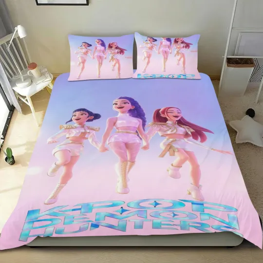 Discover K-POP Hunters Bedding Set 3 Pieces All Season Soft Kids Bedding Set