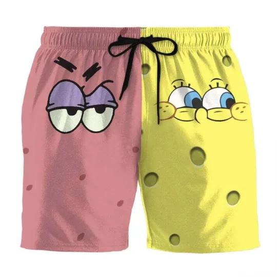 Gearhumans 3D Patrick Star SpongeBob SquarePants Custom Summer Beach Shorts Swim