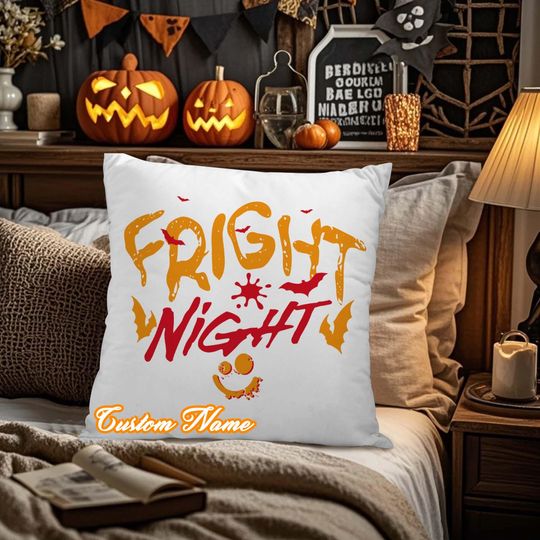 Personalized Halloween Throw Pillow Cover, Fright Night, Custom Pillowcases for Sofa & Bedroom, Halloween Pillow Gift, Home Decor.