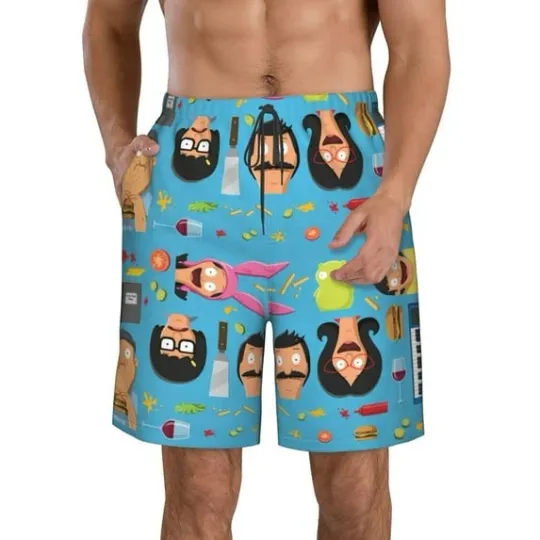 Discover Men's Bob's Burgers Beach Shorts Hot Summer Swim Trunks Sports Running Bathing