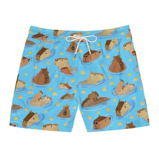 Discover Men's Mid-Length Capybara Swim Shorts (AOP)