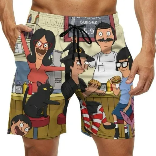 Bob's Burgers Men's Swim Trunks Quick Dry Swim Shorts Swimwear Bathing Suits