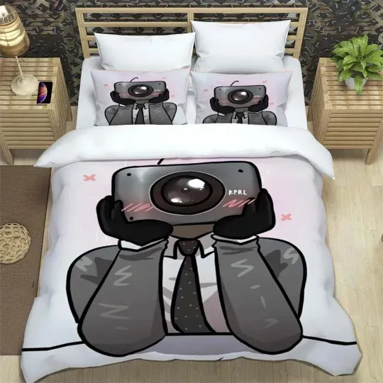 Discover Skibidi Toilet Cartoon Bedding Set with Pillowcases and Duvet Cover