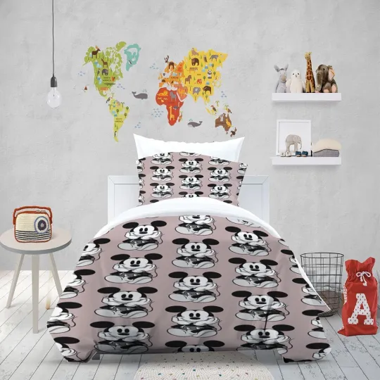 Discover Mickey Mouse Gray Quilt Cover Set Duvet Cover Bedding Pillowcases
