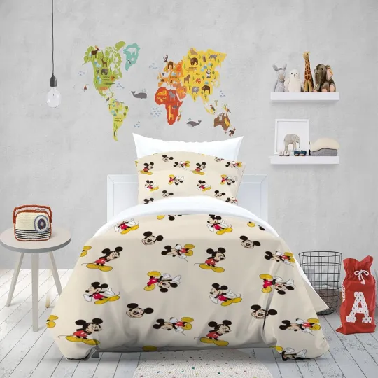 Discover 3D Pattern Mickey Mouse Apricot Quilt Cover Set Duvet Cover Bedding Pillowcases