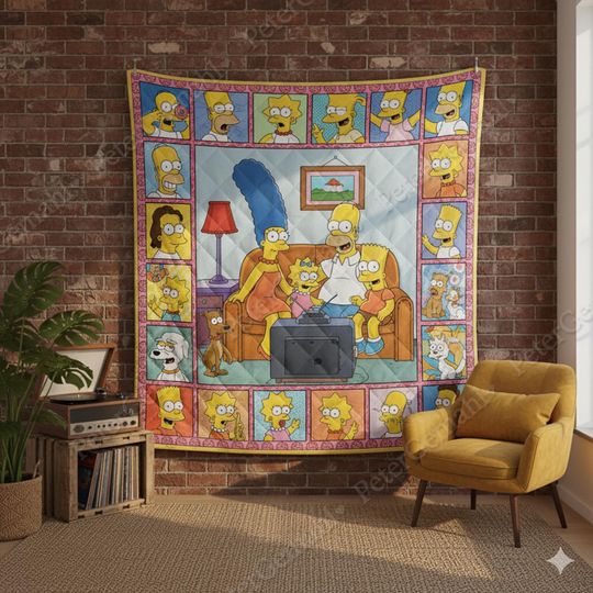 Discover The Simpsons Family Quilt Blanket, The Simpsons Blanket Quilt, Bedding Blanket, Personalized Custom Blanket
