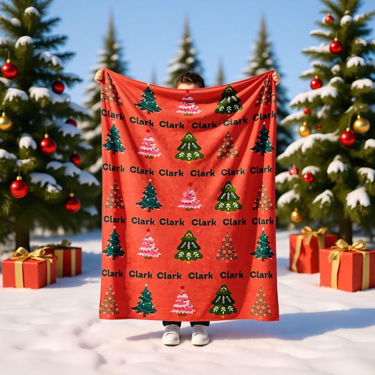 Discover Christmas Tree Blanket with Name  Personalized Holiday Throw, Perfect for Winter Gift Giving