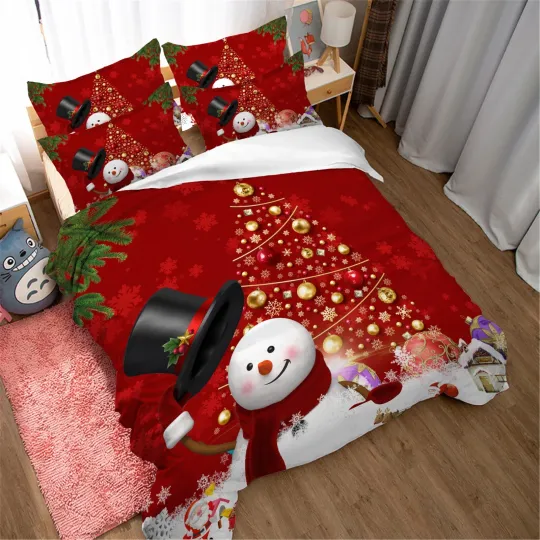 Discover 3D Christmas Snowman Tree Quilt Cover Set Bedding Sets Pillowcases 64
