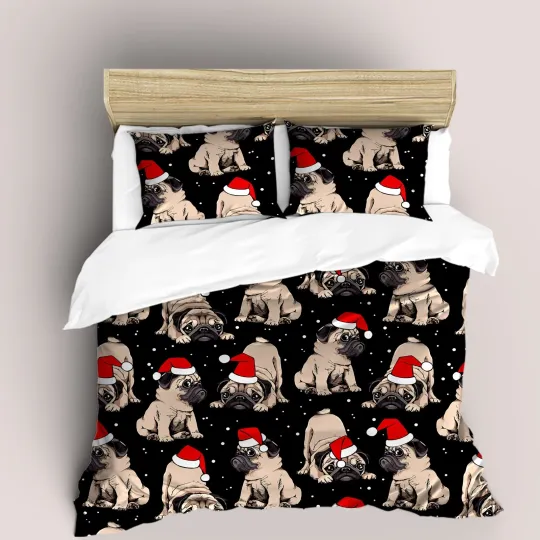 Discover 3D Christmas Dog Pattern Quilt Cover Set Duvet Cover Bedding Pillowcases
