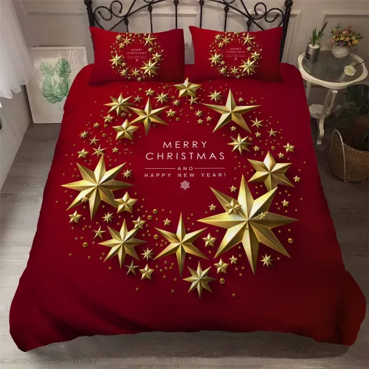 Discover 3D Christmas Star Quilt Cover Set Bedding Sets Pillowcases 64