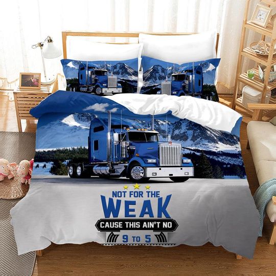 Discover 3D Truck Duvet Cover Set, Snow Quilt Cover, Mountain & Forest Bedding